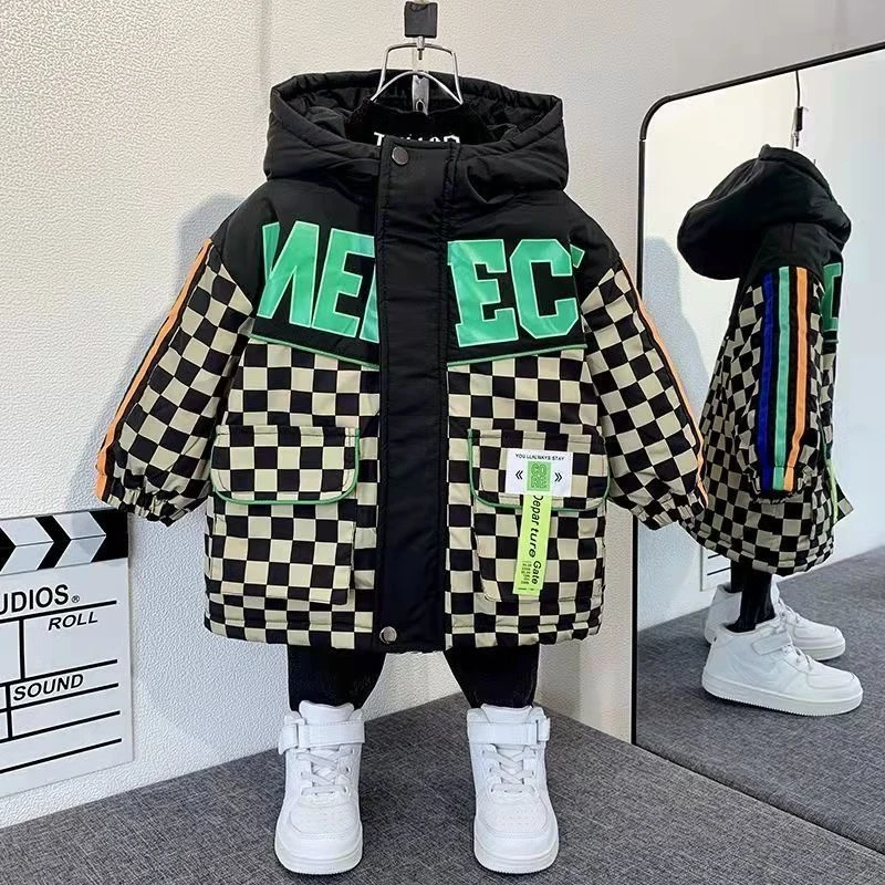 新款儿童棉服冬装加绒外套加厚男童冬季2023新款宝宝棉衣潮流BO