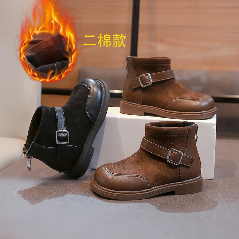 雪地靴儿童靴子中大童棉靴男女童软底加绒保暖防水棉靴JW-8880