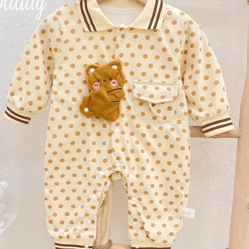 婴幼儿男女宝宝春秋外出双层长袖连体哈衣