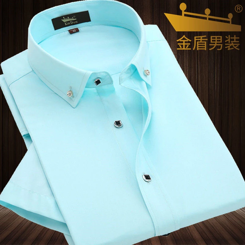 金盾短袖衬衫男士夏季薄款免烫职业装中青年商务休闲白领半袖衬衣