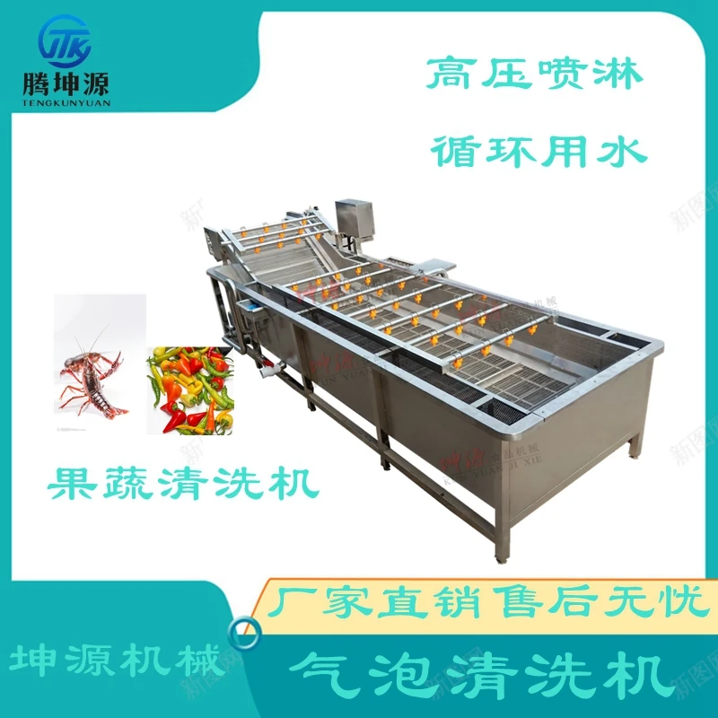 商用全自动净菜大型洗菜机果蔬气泡清洗机水果蔬菜中药材清洗设备