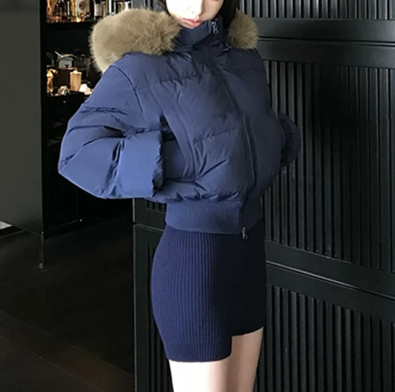 大毛领连帽面包服收腰显瘦加厚保暖短款棉服外套女冬季款棉衣