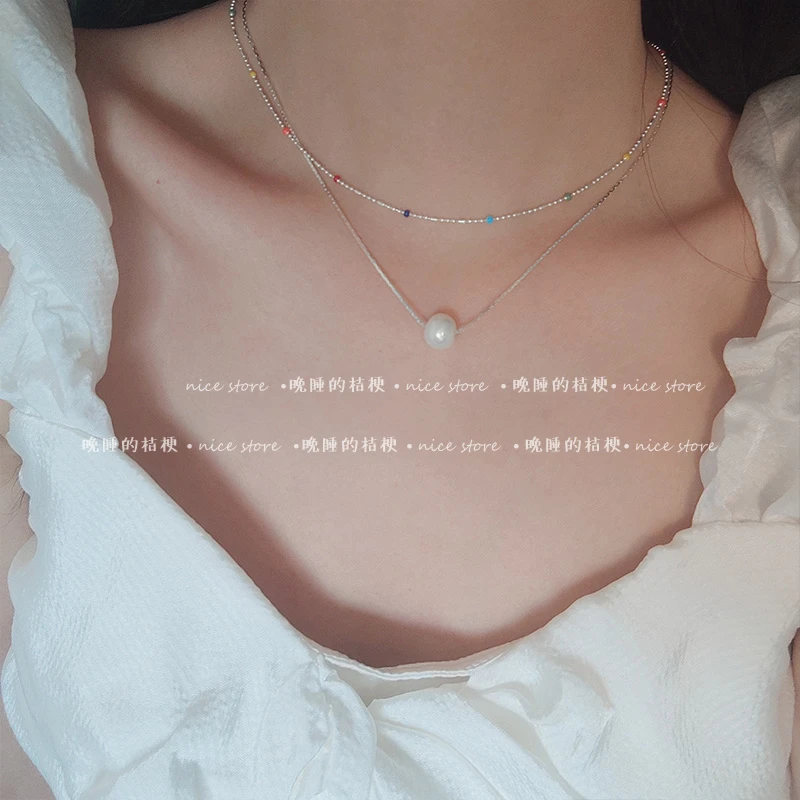 铜合金项链 晚睡的桔梗｜时尚锁骨链气质叠戴小众高级吊坠时尚饰品