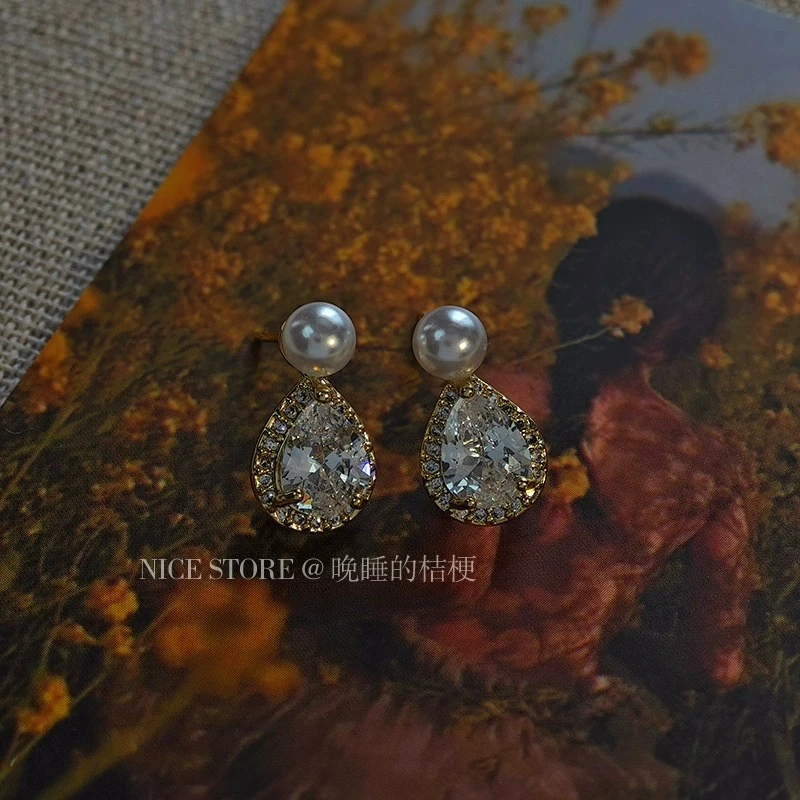 铜合金耳饰 晚睡的桔梗｜法式水滴耳坠小众高级感耳钉轻奢时尚饰品