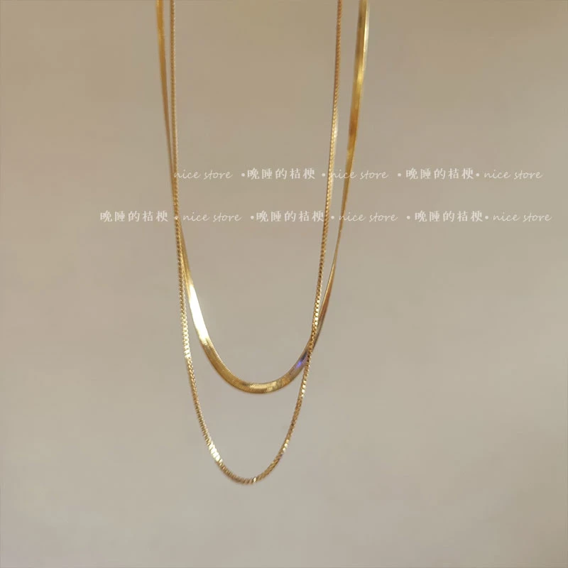 钛钢项链 晚睡的桔梗|双层钛钢叠戴锁骨链子百搭小众高级感饰品女