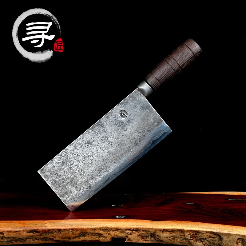寻匠手工锻打菜刀不锈钢夹碳钢黑打犁地切片锋利传统小巧女士菜切