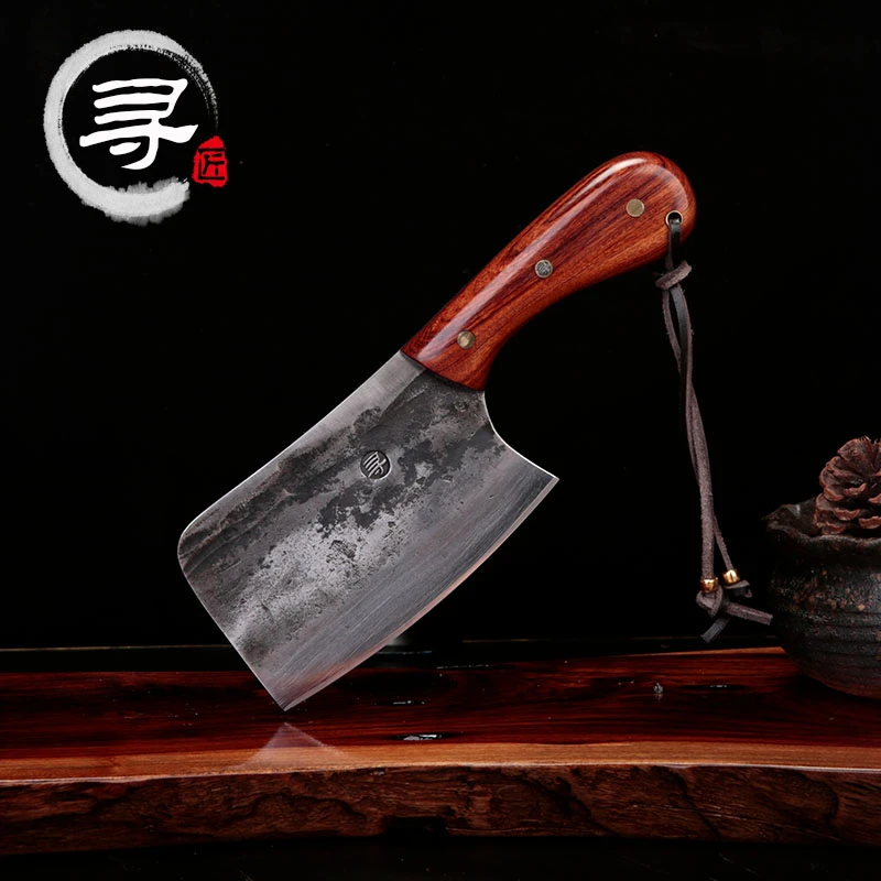 寻匠手工锻打夹钢迷你剁骨刀加厚轴承钢耐用家用锋利老式复古轻巧