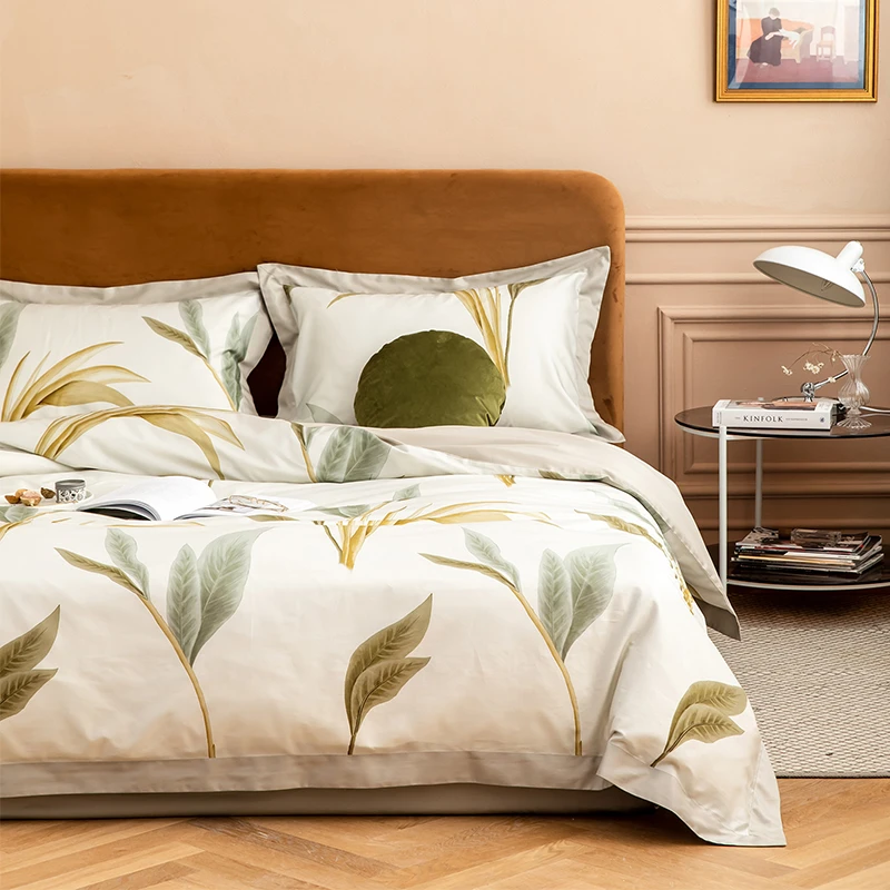 惟妙惟肖 全棉纯棉轻奢60长绒棉宽边四件套花卉被套床单床上用品