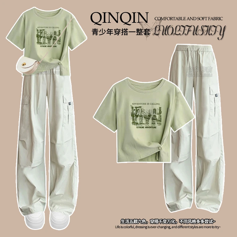 女童夏季工装裤套装中大童正肩儿童独特洋气时髦女童装