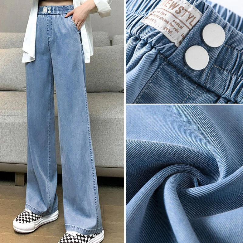 女童牛仔裤夏季2025新款洋气时尚薄款阔腿休闲防蚊裤小女孩运动裤