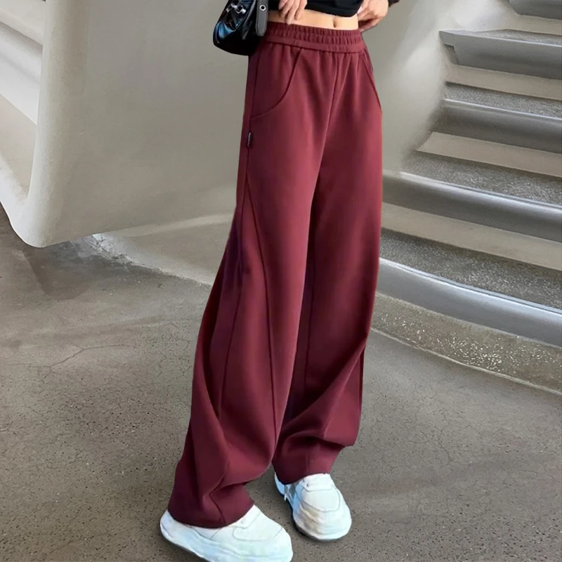 女童春季阔腿裤2025新款中大童直筒裤春秋加绒裤子小个子休闲卫裤