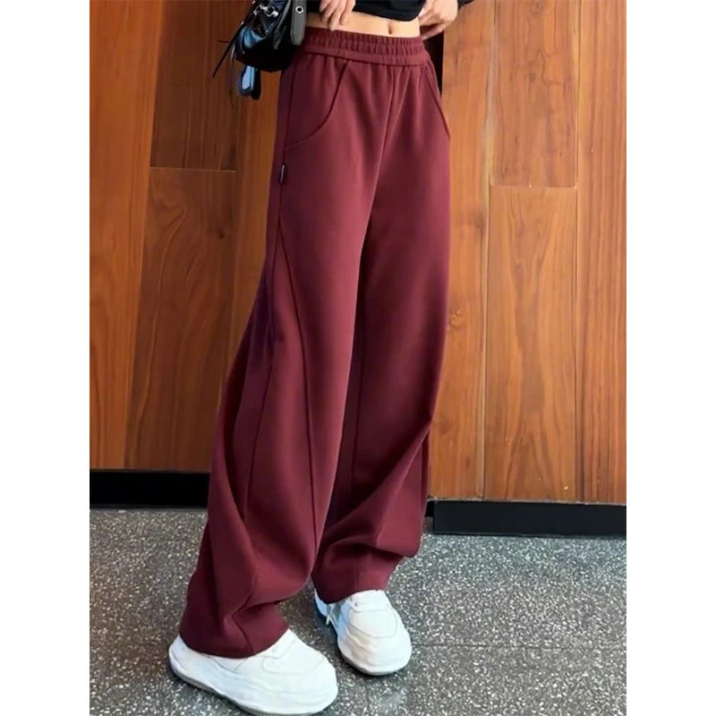 女童春秋长裤2025新款中大童阔腿裤子初中生休闲直筒加绒加绒卫裤