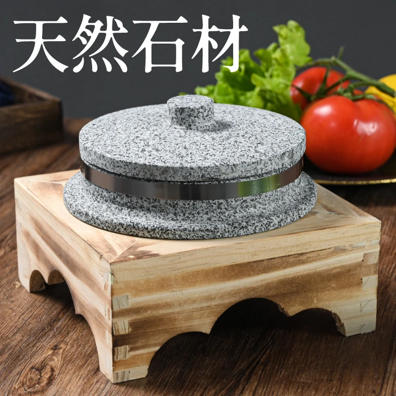 泡泡鸡自然面石锅石锅拌饭天然粗犷自然面石锅韩国料理韩式石碗商