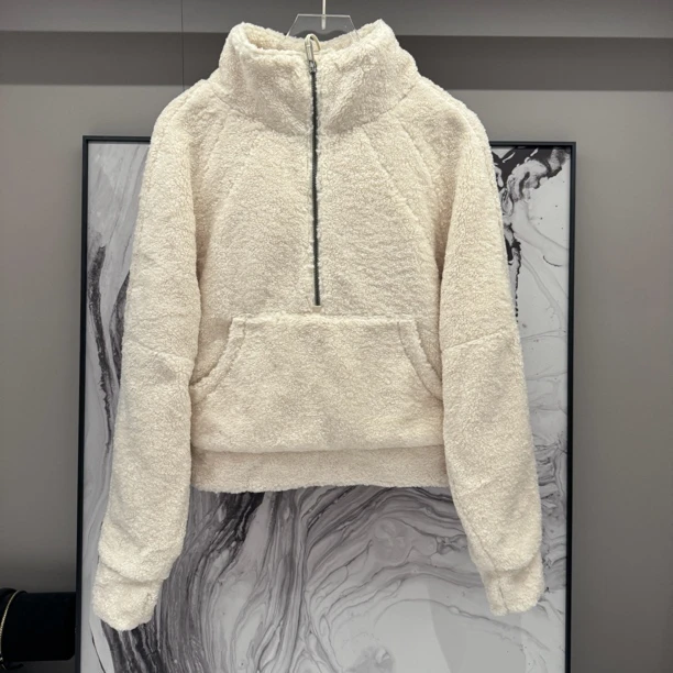 【瑾儿私服】NO退NO换 高级感羊羔毛半拉链贴袋立领套头卫衣133
