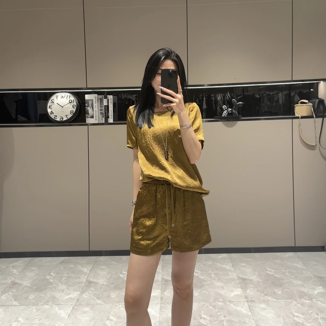 【瑾儿私服】NO退NO换 春夏季新款小众醋酸松紧腰抽绳短裤SV5254