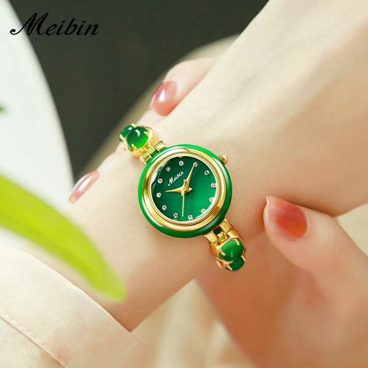 MEIBIN/美宾（九月）M1876-珠宝玉石手链高颜值豪镶女士石英腕表