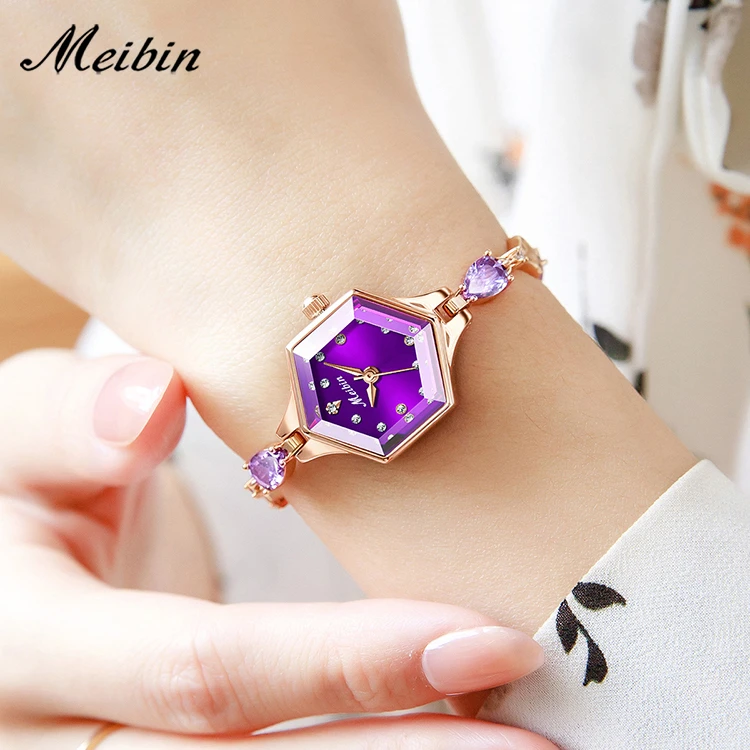 MEIBIN/美宾（波波）M1862-时尚气质镶钻手链款复古简约女士腕表