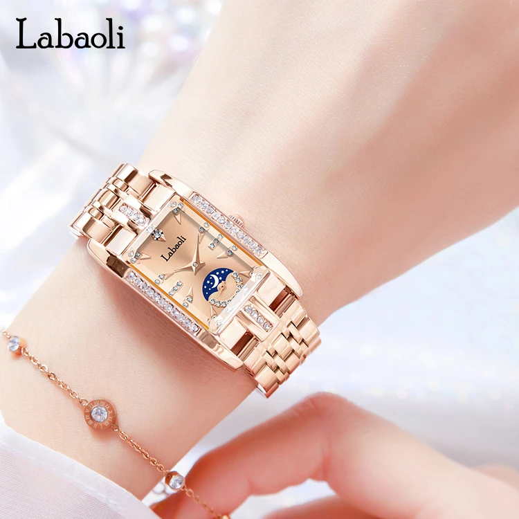 labaoli/拉宝丽(敏予)LA496-气质复古防水镶钻方形女士石英腕表