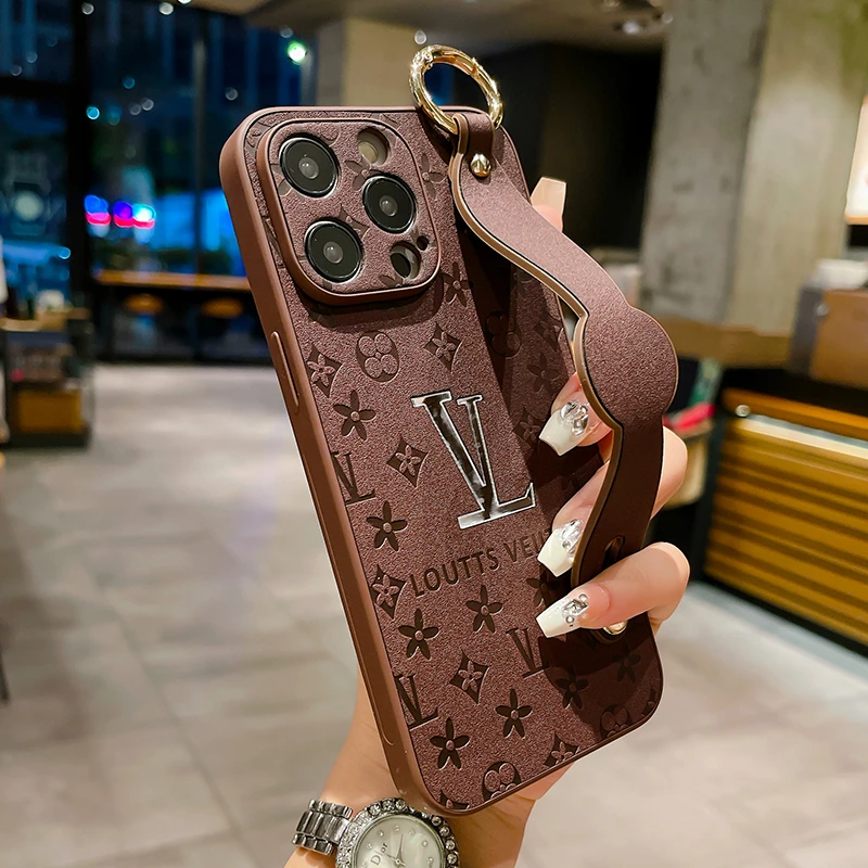 【苹果/华为/荣耀/OPPO/vivo/小米】潮牌老花珠光皮质腕带手机壳