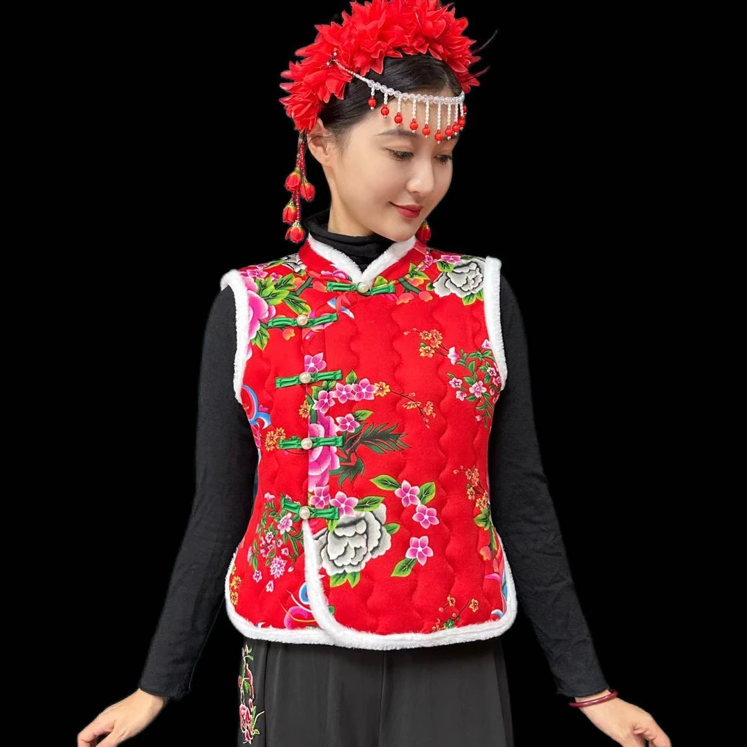 断码特价不退不换白毛毛边大花棉马甲