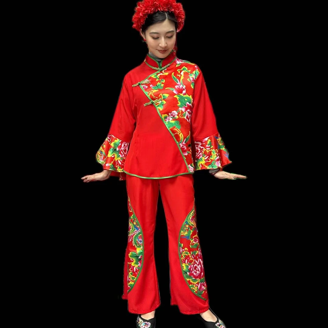 花被面秧歌服广场舞裤子套装演出服