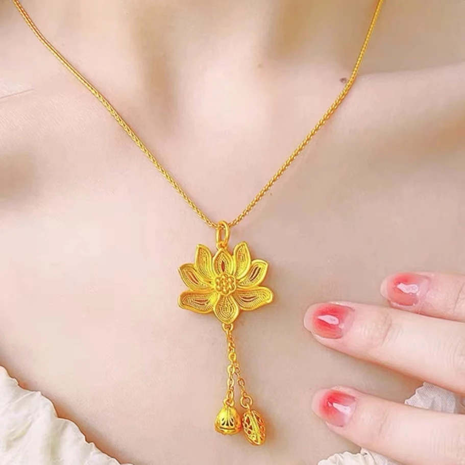 高品质 莲花两世欢莲蓬莲子项链 女款气质古风锁骨链