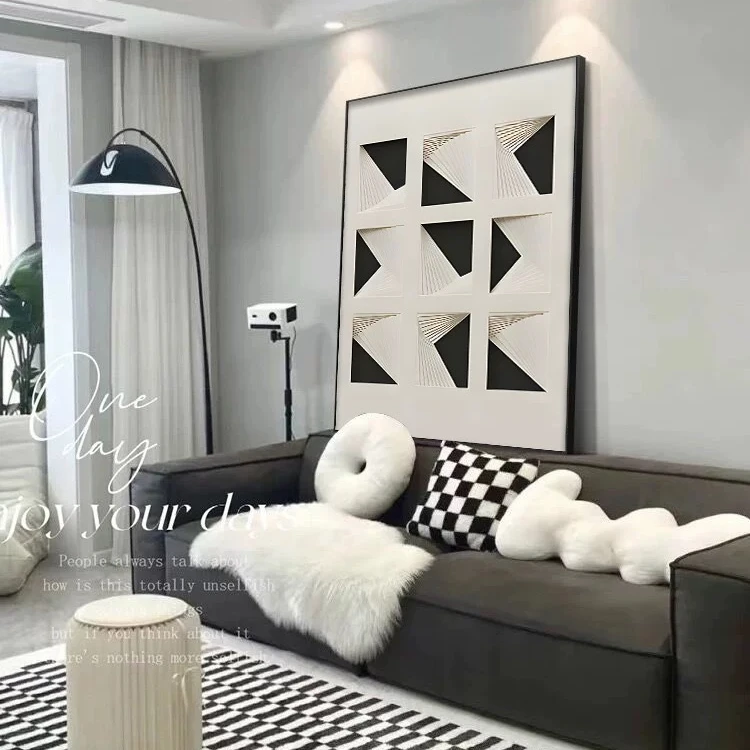 【黑白图形】轻奢现代极简风砂岩画客厅沙发背景墙玄 卧室餐厅挂画