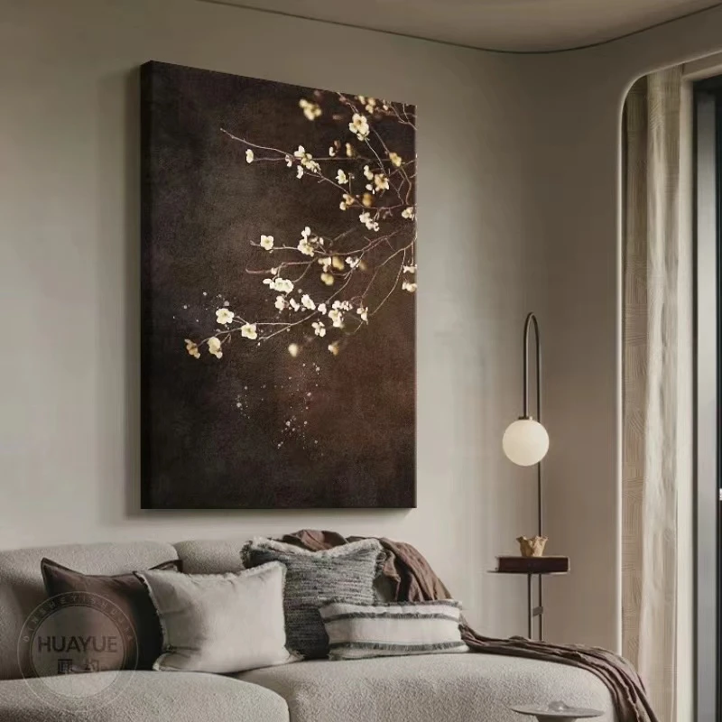 诧寂风新中式中古复古风砂岩肌理画客厅沙发背景墙玄关挂画装饰画