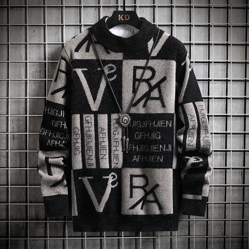 半高领毛衣男士秋冬季加绒内搭打底衫圆领保暖线衣针织男士打底衫