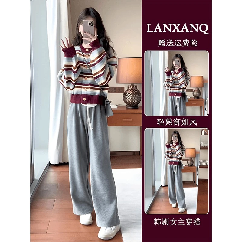 秋装搭配一整套胖mm显瘦小香风奶系穿搭秋天套装御姐炸街两件套女