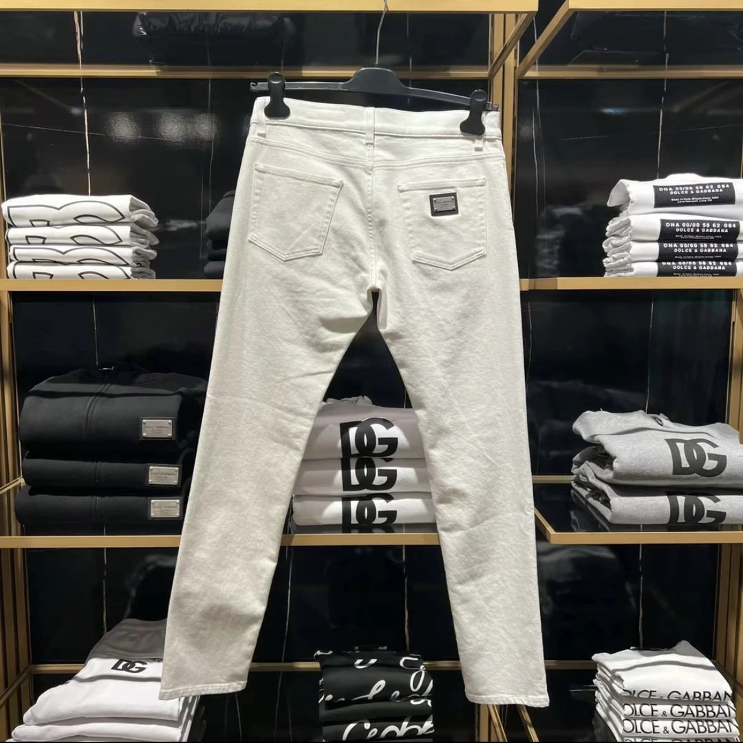 全新未使用D….G男纯白色slim秋冬男款修身牛仔裤