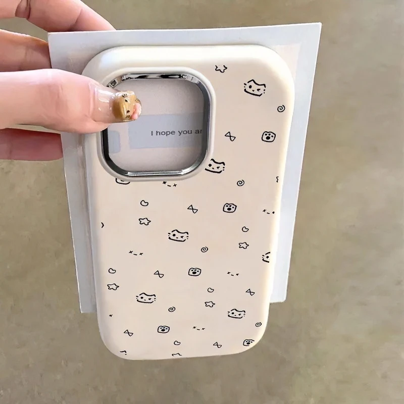 防摔椭圆线条小猫适用iphone15/16pro苹果14/13手机壳12/11简约xs
