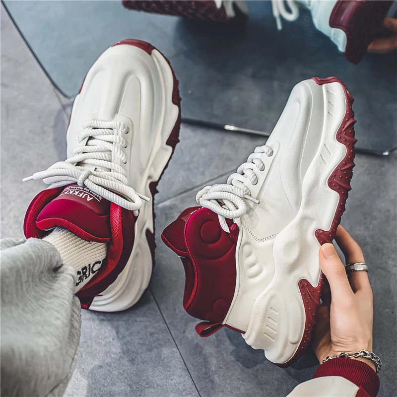 【小扬哥推荐】老爹潮鞋高帮男鞋冬季加绒加厚莆田皮面增高青少年百