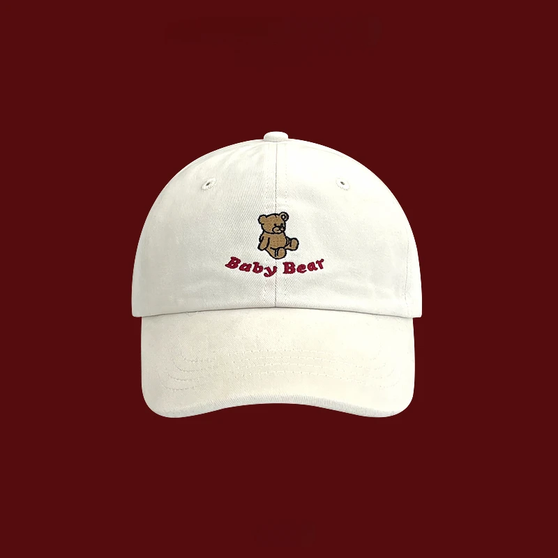 韩版ins可爱大头围卡通小熊刺绣棒球帽女春秋显脸小防晒鸭舌帽子