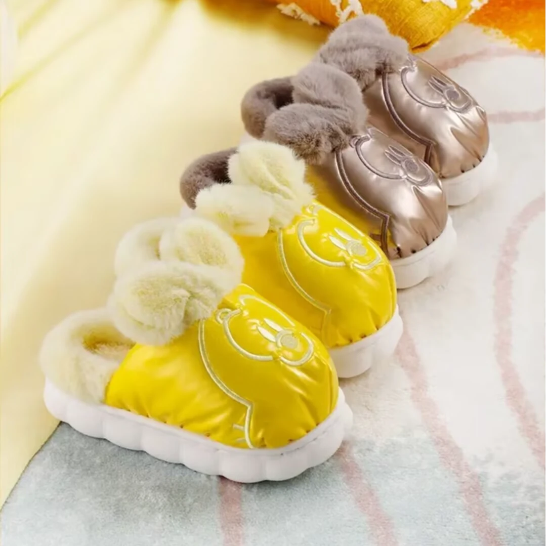 防水儿童棉拖鞋冬季男童女童室内防滑保暖中大童厚底居家