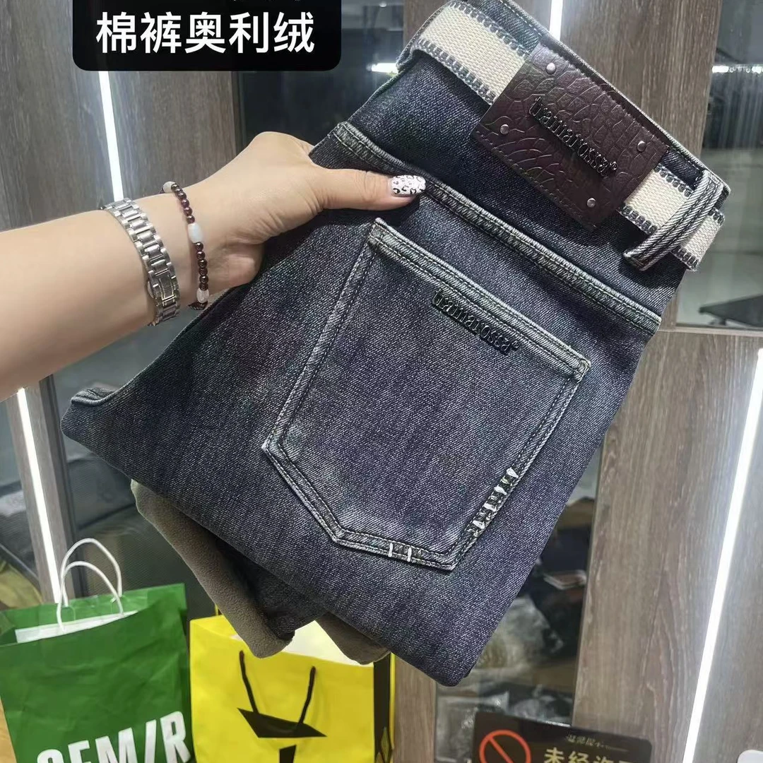 5532冬季男士加绒加厚高端牛仔裤