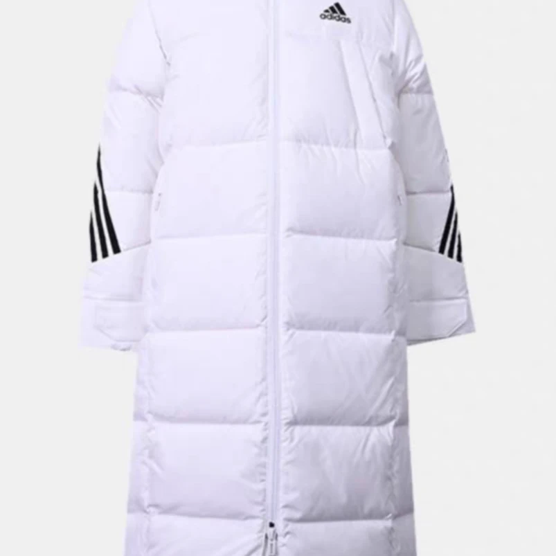 正品Adidas/阿迪达斯冬款保暖中长款男女连帽羽绒服 H45043