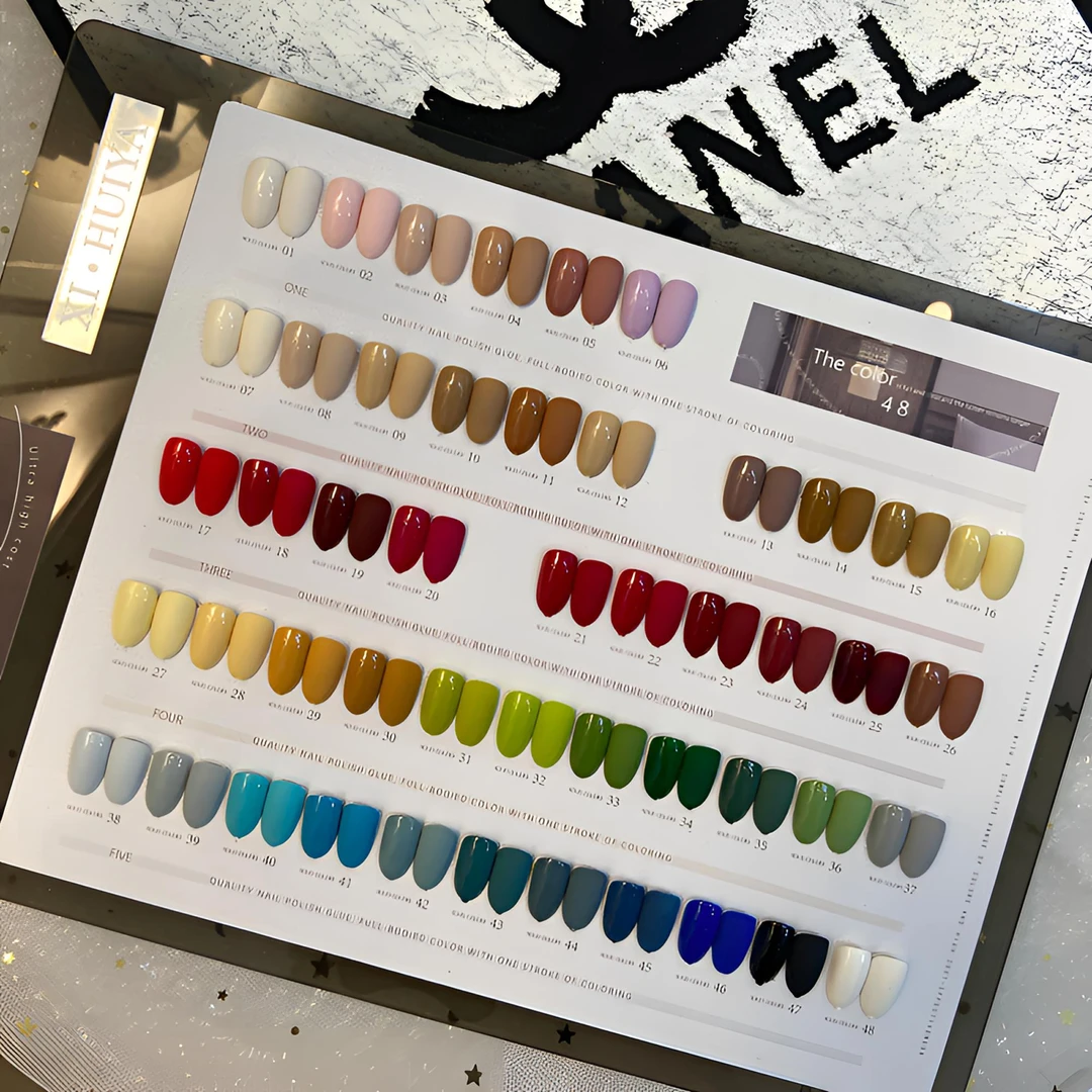 希绘雅48色摩卡美甲用甲油胶套装带色板2025年新款流行色拓客平价