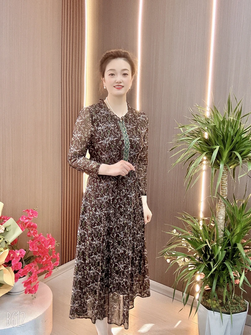 228#春装收腰显瘦修身女装连衣裙时尚花边领气质百搭裙