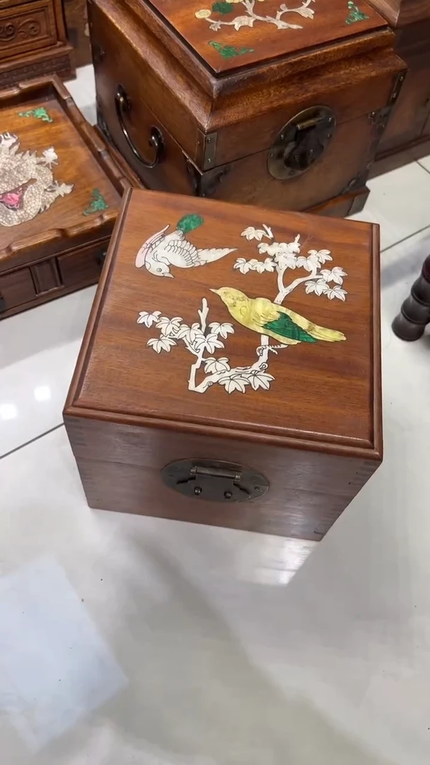 【闪购商品】木鸟踏花枝方形收纳箱