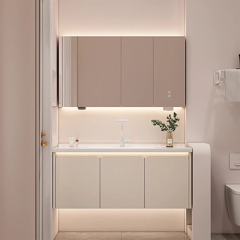 【达人专属】洁木D70奶油风浴室柜组合陶瓷洗脸盆洗手卫生间洗漱台j