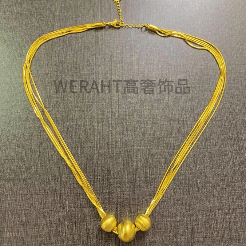 钛钢项链 多线绣球坠链