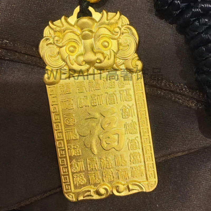 合金吊坠 麒麟百福无事吊坠精致手工传承方形大气实心方牌吊坠