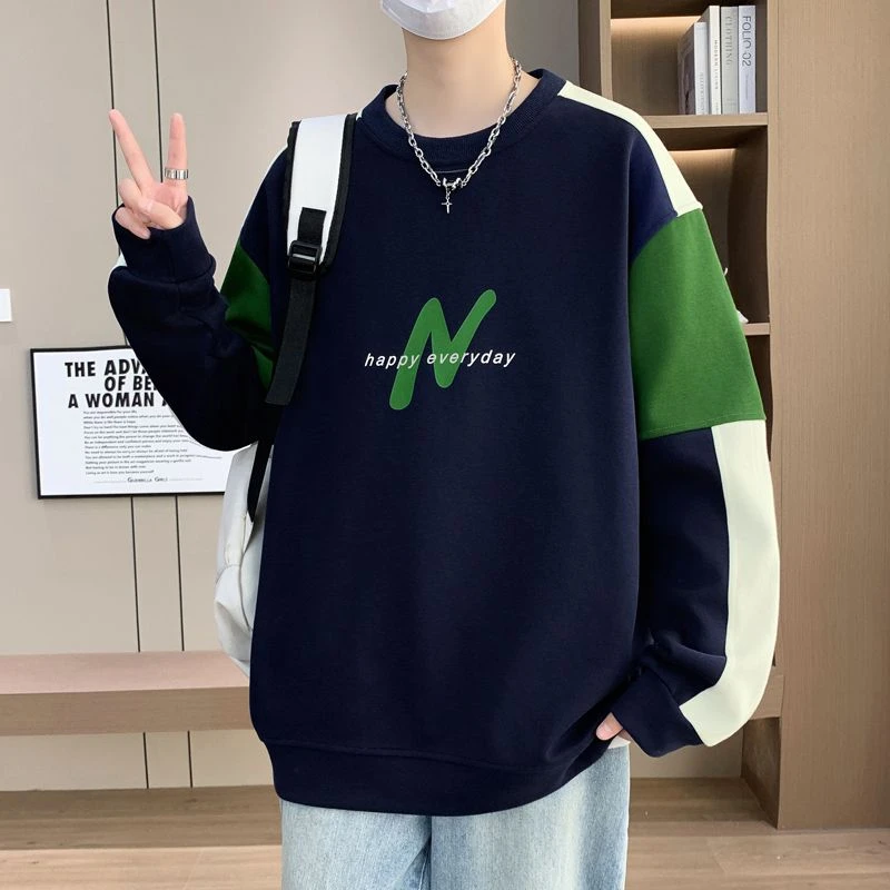 青少年春秋冬季卫衣男打底衫初中高中学生男装帅气宽松长袖上衣服