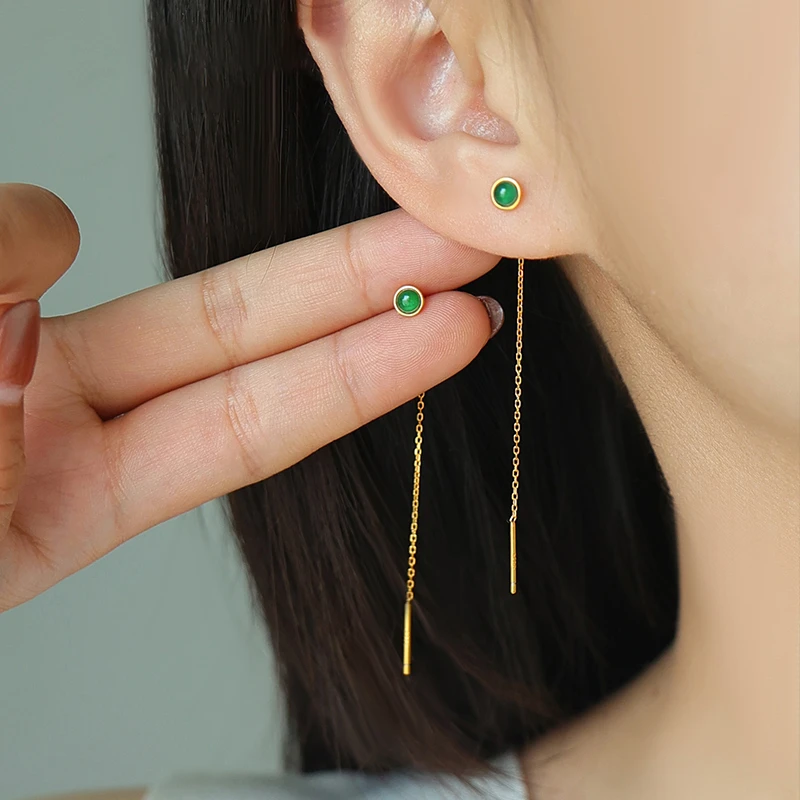 耳饰复古时尚翠绿色耳线耳坠国潮国风送妈妈高级古风气质银