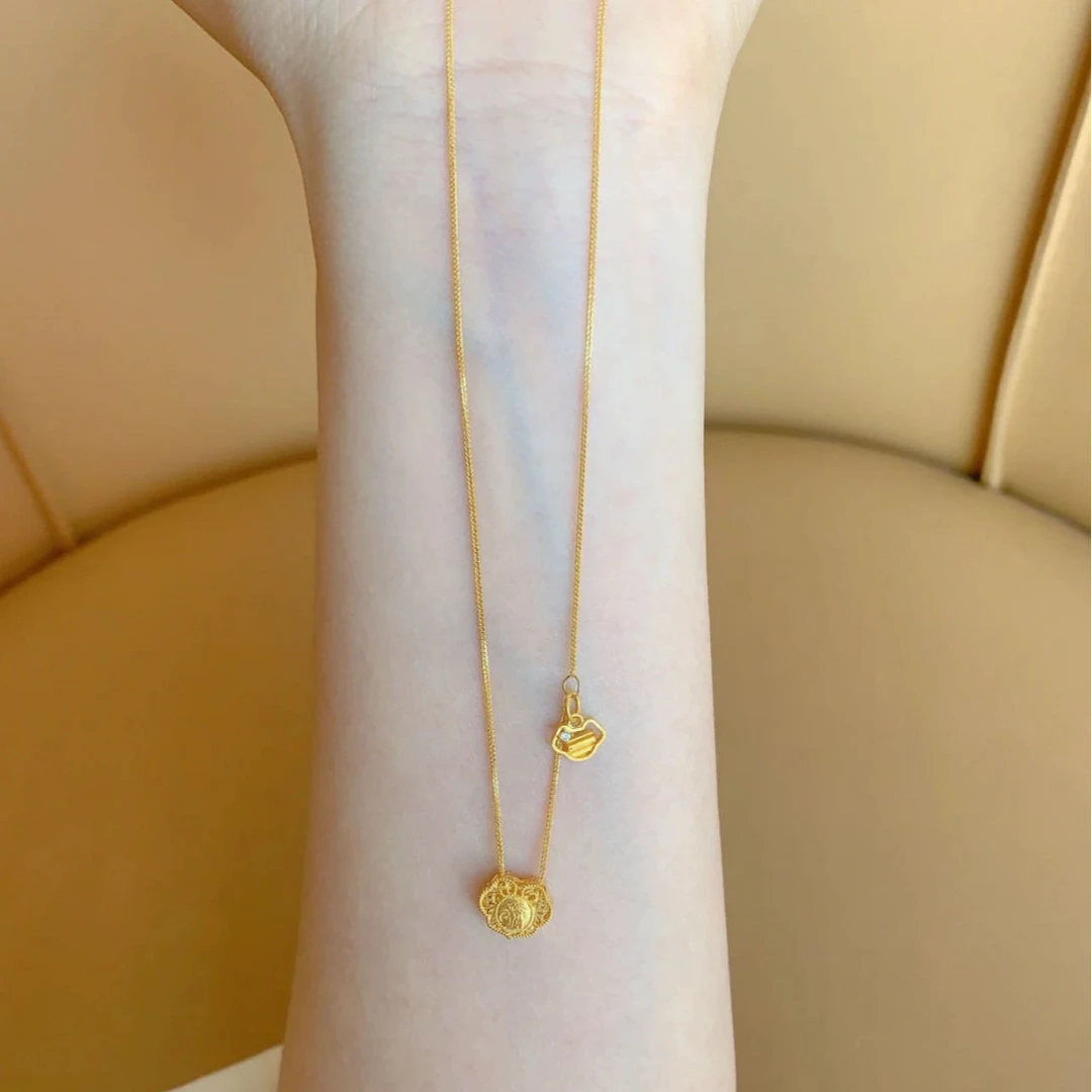 项链新款小锁包挂坠如意锁骨链平安锁小巧精致个性可调轻奢