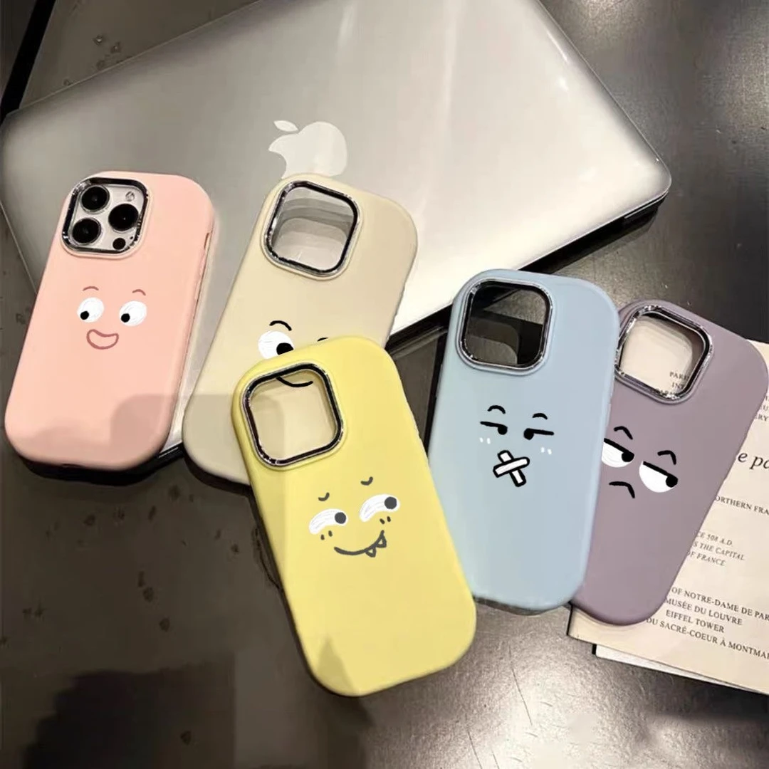 表情金属框苹果华为荣耀vivo小米oppo手机壳卡通iPhone15