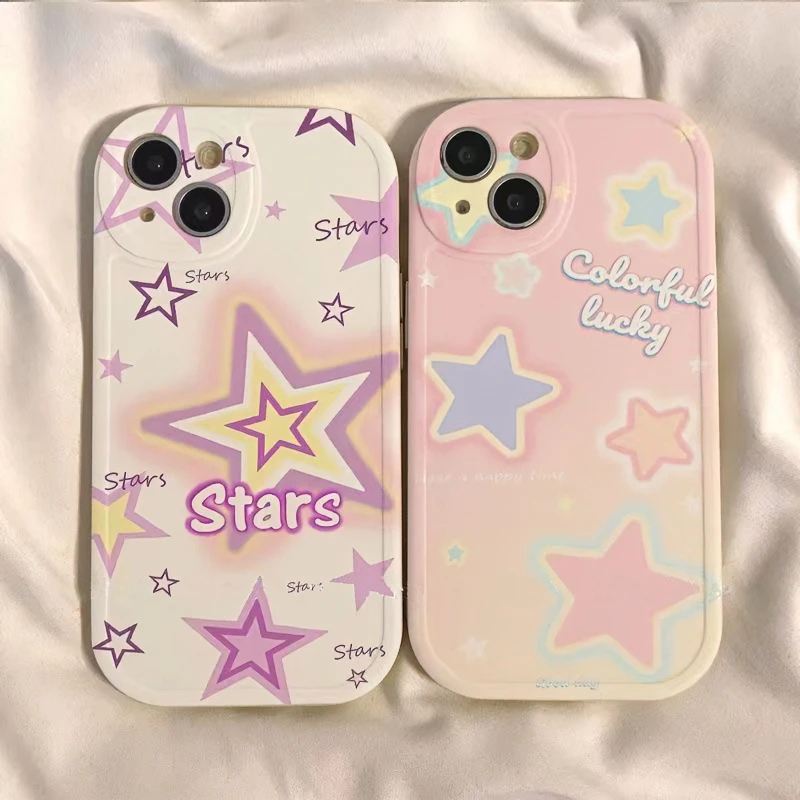 发光星星苹果华为荣耀vivo小米oppo手机壳卡通iPhone15/14软壳