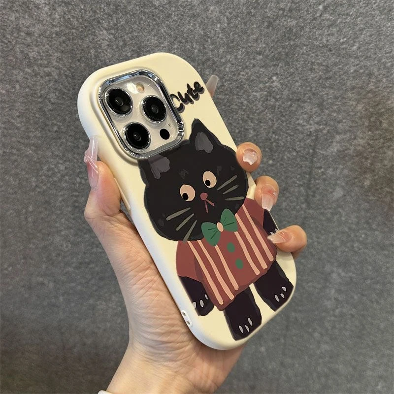 衬衫猫猫金属框苹果华为荣耀vivo小米oppo手机壳卡通iPhone15