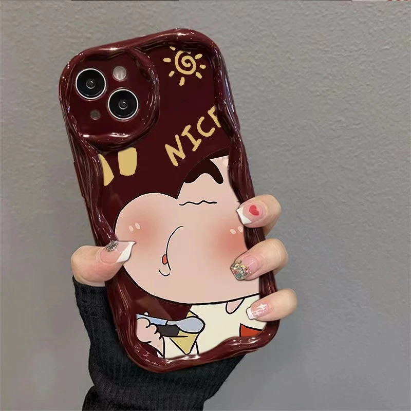 吃饭小新奶油纹苹果华为荣耀vivo小米oppo手机壳卡通iPhone15/14